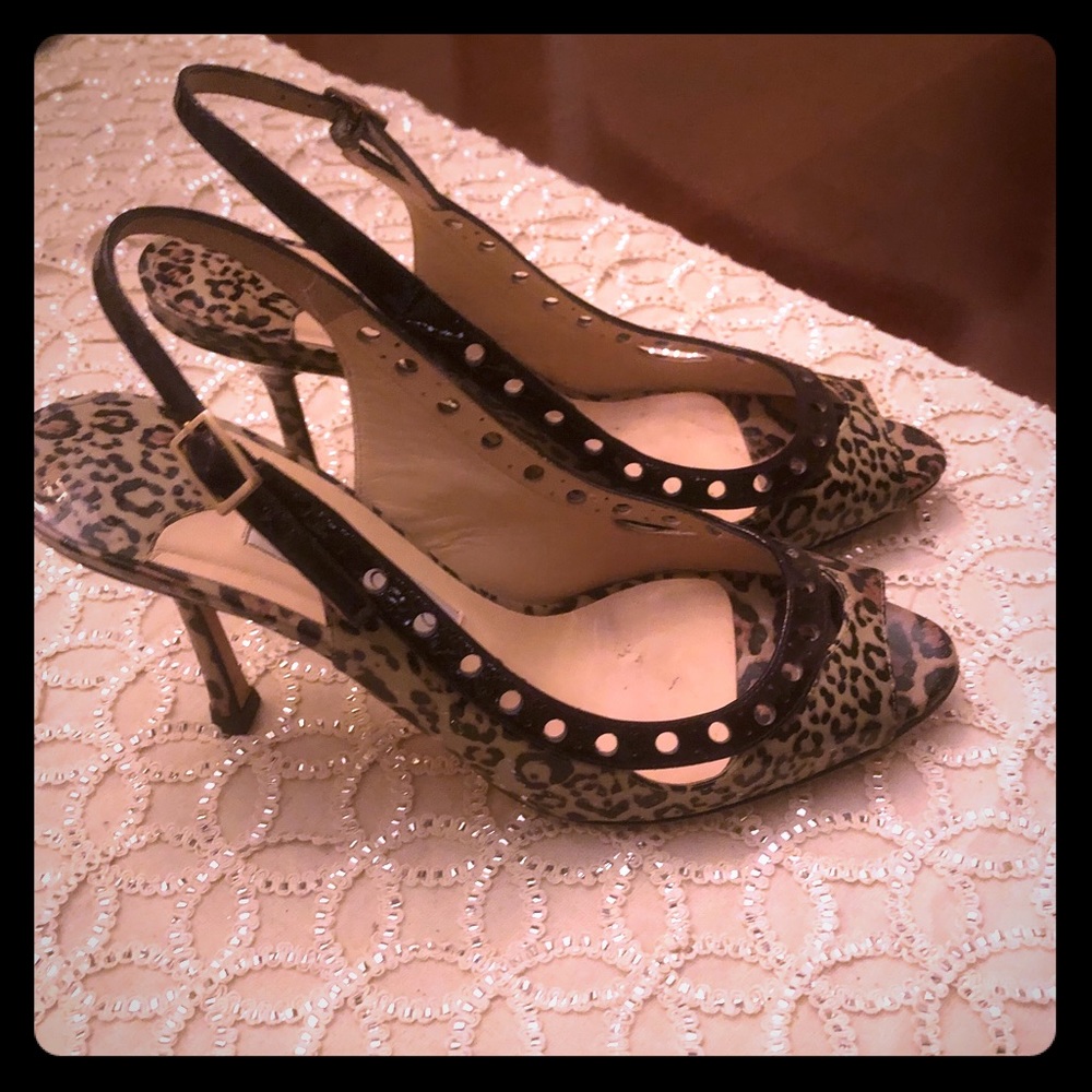 Jimmy Choo Patent Animal Print Slingback Size 38.5